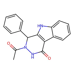 3-acetyl-4-phenyl-4,5-dihydro-2H-pyridazino[4,5-b]indol-1-one structure