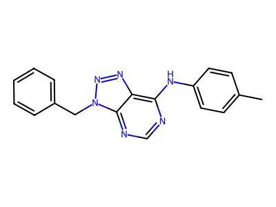 3-benzyl-N-(4-methylphenyl)-3H-[1,2,3]triazolo[4,5-d]pyrimidin-7-amine structure