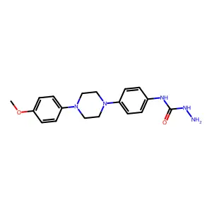 N-{4-[4-(4-methoxyphenyl)-1-piperazinyl]phenyl}hydrazinecarboxamide structure