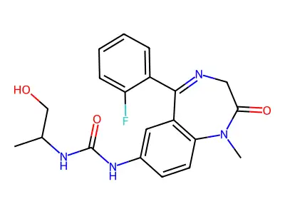 Urea, N-(5-(2-fluorophenyl)-2,3-dihydro-1-methyl-2-oxo-1H-1,4-benzodiazepin-7-yl)-N(sup 1)-(2-hydroxy-1-methylethyl)-, (+-)- structure