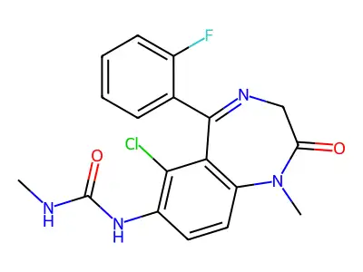 Urea, N-(6-chloro-5-(2-fluorophenyl)-2,3-dihydro-1-methyl-2-oxo-1H-1,4-benzodiazepin-7-yl)-N(sup 1)-methyl- structure