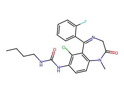Urea, N-butyl-N(sup 1)-(6-chloro-5-(2-fluorophenyl)-2,3-dihydro-1-methyl-2-oxo-1H-1,4-benzodiazepin-7-yl)- structure