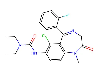 Urea, N(sup 1)-(6-chloro-5-(2-fluorophenyl)-2,3-dihydro-1-methyl-2-oxo-1H-1,4-benzodiazepin-7-yl)-N,N-diethyl- structure