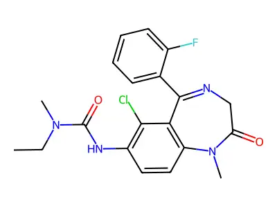 Urea, N(sup 1)-(6-chloro-5-(2-fluorophenyl)-2,3-dihydro-1-methyl-2-oxo-1H-1,4-benzodiazepin-7-yl)-N-ethyl-N-methyl- structure