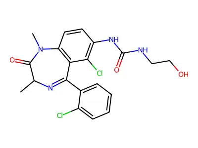 Urea, N-(6-chloro-5-(2-chlorophenyl)-2,3-dihydro-1,3-dimethyl-2-oxo-1H-1,4-benzodiazepin-7-yl)-N(sup 1)-(2-hydroxyethyl)-, (+-)- structure