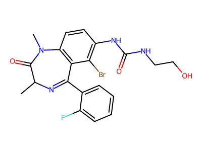 Urea, N-(6-bromo-5-(2-fluorophenyl)-2,3-dihydro-1,3-dimethyl-2-oxo-1H-1,4-benzodiazepin-7-yl)-N(sup 1)-(2-hydroxyethyl)-, (+-)- structure
