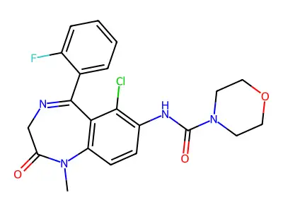 4-Morpholinecarboxamide, N-(6-chloro-5-(2-fluorophenyl)-2,3-dihydro-1-methyl-2-oxo-1H-1,4-benzodiazepin-7-yl)- structure