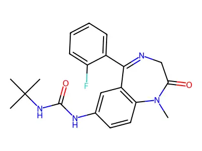 Urea, N-(1,1-dimethylethyl)-N(sup 1)-(5-(2-fluorophenyl)-2,3-dihydro-1-methyl-2-oxo-1H-1,4-benzodiazepin-7-yl)- structure