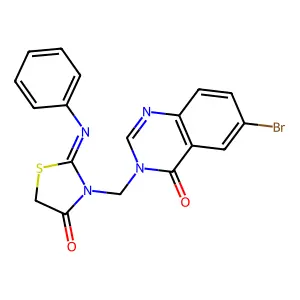 6-Bromo-3-((4-oxo-2-phenylimino-3-thiazolidinyl)methyl)-4(3H)-quinazolinone structure