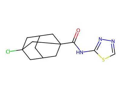 3-chloro-N-(1,3,4-thiadiazol-2-yl)adamantane-1-carboxamide structure