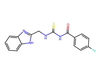 N-(1H-benzimidazol-2-ylmethylcarbamothioyl)-4-fluorobenzamide structure
