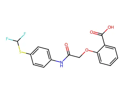 2-[({4-[(Difluoromethyl)sulfanyl]phenyl}carbamoyl)methoxy]benzoic acid structure