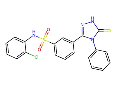 N-(2-chlorophenyl)-3-(4-phenyl-5-sulfanyl-4H-1,2,4-triazol-3-yl)benzene-1-sulfonamide structure