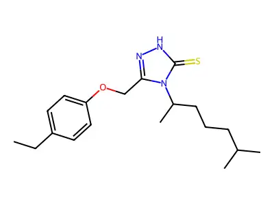 3-[(4-ethylphenoxy)methyl]-4-(6-methylheptan-2-yl)-1H-1,2,4-triazole-5-thione structure