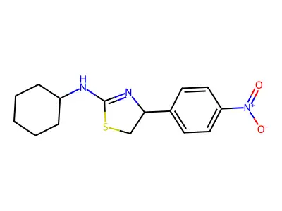 N-cyclohexyl-4-(4-nitrophenyl)-4,5-dihydro-1,3-thiazol-2-amine structure