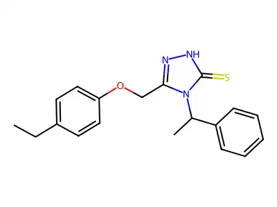 5-(4-ethylphenoxymethyl)-4-(1-phenylethyl)-4H-1,2,4-triazole-3-thiol structure