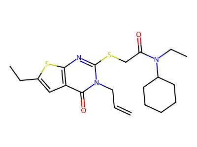 N-Cyclohexyl-N-ethyl-2-[[6-ethyl-3,4-dihydro-4-oxo-3-(2-propen-1-yl)thieno[2,3-d]pyrimidin-2-yl]thio]acetamide structure