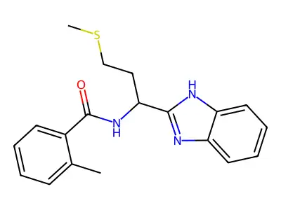 N-[1-(1H-benzimidazol-2-yl)-3-(methylsulfanyl)propyl]-2-methylbenzamide structure