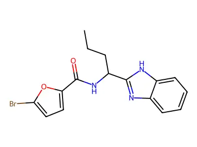 N-[1-(1H-benzimidazol-2-yl)butyl]-5-bromofuran-2-carboxamide structure
