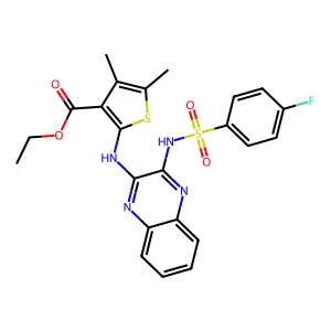 ethyl 2-[(3-{[(4-fluorophenyl)sulfonyl]amino}quinoxalin-2-yl)amino]-4,5-dimethylthiophene-3-carboxylate structure