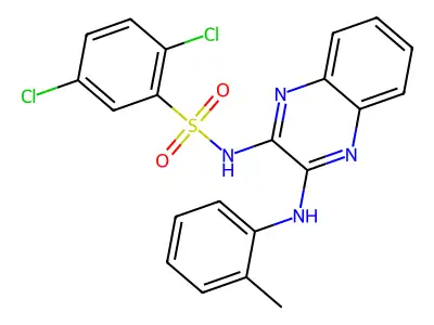 2,5-dichloro-N-{3-[(2-methylphenyl)amino]quinoxalin-2-yl}benzene-1-sulfonamide structure
