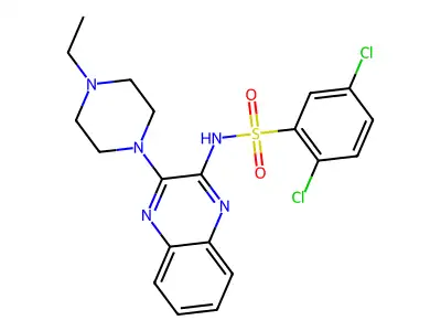 2,5-dichloro-N-[3-(4-ethylpiperazin-1-yl)quinoxalin-2-yl]benzene-1-sulfonamide structure