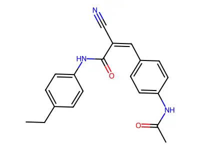 2-cyano-3-(4-acetamidophenyl)-N-(4-ethylphenyl)prop-2-enamide structure