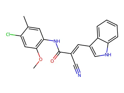N-(4-chloro-2-methoxy-5-methylphenyl)-2-cyano-3-(1H-indol-3-yl)prop-2-enamide structure