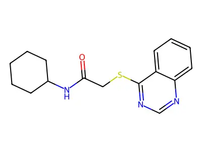 N-cyclohexyl-2-(quinazolin-4-ylthio)acetamide structure