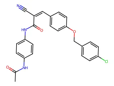 (Z)-N-(4-Acetamidophenyl)-3-[4-[(4-chlorophenyl)methoxy]phenyl]-2-cyanoprop-2-enamide structure