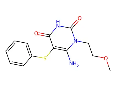 6-Amino-1-(2-methoxyethyl)-5-phenylsulfanylpyrimidine-2,4-dione structure