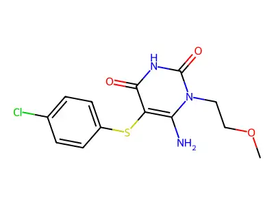 6-Amino-5-(4-chlorophenyl)sulfanyl-1-(2-methoxyethyl)pyrimidine-2,4-dione structure