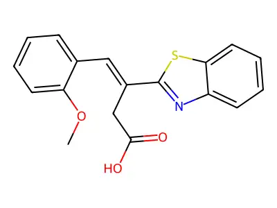 3-(1,3-benzothiazol-2-yl)-4-(2-methoxyphenyl)but-3-enoic acid structure