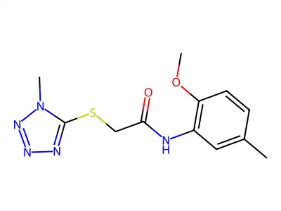 N-(2-methoxy-5-methylphenyl)-2-(1-methyltetrazol-5-yl)sulfanylacetamide structure