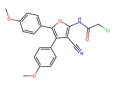 2-chloro-N-[3-cyano-4,5-bis(4-methoxyphenyl)furan-2-yl]acetamide structure