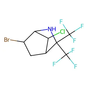 6-Bromo-7-chloro-3,3-bis-trifluoromethyl-2-aza-bicyclo[2.2.1]heptane structure