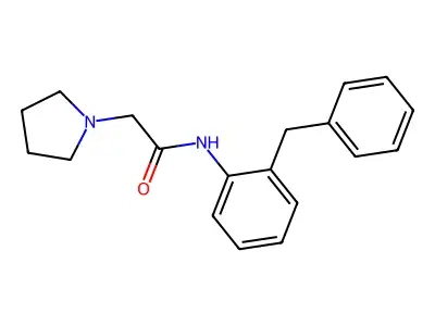 N-(2-benzylphenyl)-2-(pyrrolidin-1-yl)acetamide structure