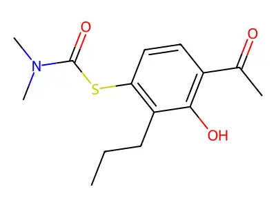 S-(4-Acetyl-3-hydroxy-2-propylphenyl) dimethylcarbamothioate structure