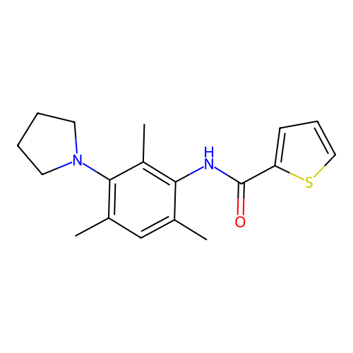 2-Thiophenecarboxamide, N-[2,4,6-trimethyl-3-(1-pyrrolidinyl)phenyl]- structure