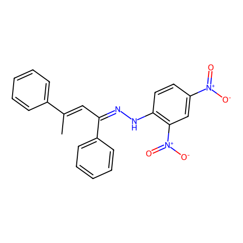 N-[(Z)-[(E)-1,3-diphenylbut-2-enylidene]amino]-2,4-dinitroaniline structure