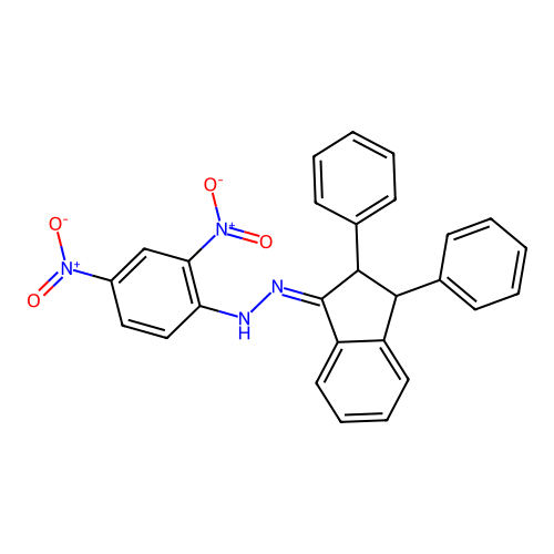 N-[(Z)-(2,3-diphenyl-2,3-dihydroinden-1-ylidene)amino]-2,4-dinitroaniline structure