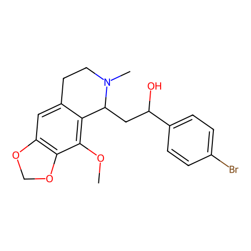 1-(4-bromophenyl)-2-(4-methoxy-6-methyl-5,6,7,8-tetrahydro-[1,3]dioxolo[4,5-g]isoquinolin-5-yl)ethanol structure