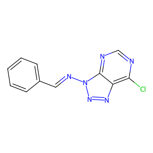(E)-N-(7-chlorotriazolo[4,5-d]pyrimidin-3-yl)-1-phenylmethanimine structure