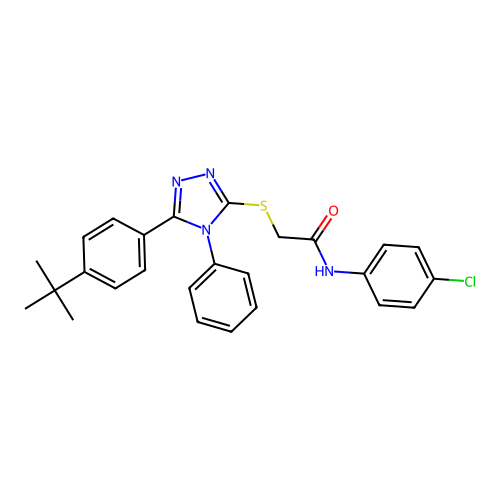 2-{[5-(4-tert-butylphenyl)-4-phenyl-4H-1,2,4-triazol-3-yl]sulfanyl}-N-(4-chlorophenyl)acetamide structure