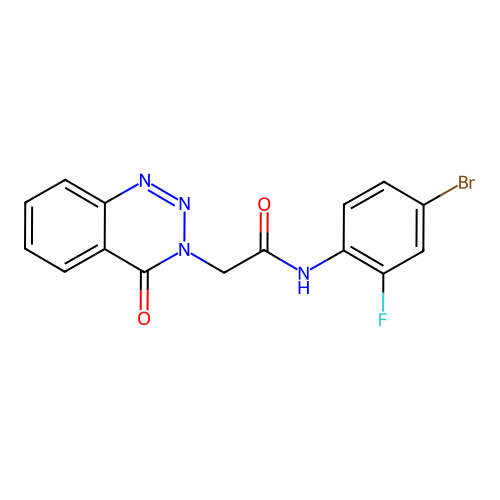 N-(4-bromo-2-fluorophenyl)-2-(4-oxo-1,2,3-benzotriazin-3(4H)-yl)acetamide structure