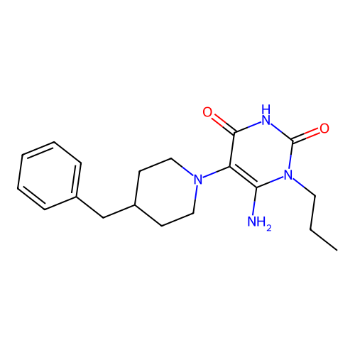 6-Amino-5-[4-benzylpiperidyl]-1-propyl-1,3-dihydropyrimidine-2,4-dione structure