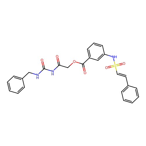 [2-(benzylcarbamoylamino)-2-oxoethyl] 3-[[(E)-2-phenylethenyl]sulfonylamino]benzoate structure