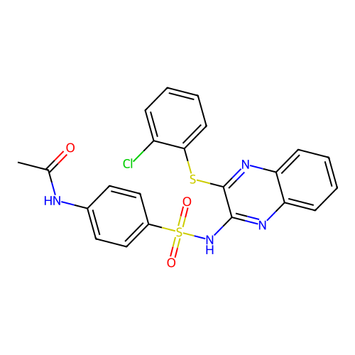 N-(4-(N-(3-((2-chlorophenyl)thio)quinoxalin-2-yl)sulfamoyl)phenyl)acetamide structure