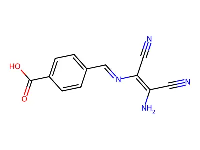 4-{[(2-Amino-1,2-dicyanoeth-1-en-1-yl)imino]methyl}benzoic acid structure