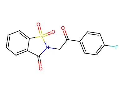 2-[2-(4-Fluorophenyl)-2-oxoethyl]-1,1-dioxo-1,2-benzothiazol-3-one structure